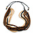 Multi-Strand Brown/ Black/ Cream Wood Bead Adjustable Cord Necklace - 46cm to 58cm
