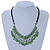 Light Green Glass Bead Bib Necklace With Black Faux Suede Cords - 46cm L - view 3