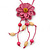 Pink Leather Daisy Pendant with Long Cotton Cord - 80cm L - Adjustable
