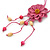 Pink Leather Daisy Pendant with Long Cotton Cord - 80cm L - Adjustable - view 5