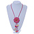 Pink Leather Daisy Pendant with Long Cotton Cord - 80cm L - Adjustable - view 2