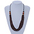 Multi-Strand Brown/ Cream Wood Bead Adjustable Cord Necklace - 68cm L - view 2