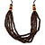 Multi-Strand Brown/ Cream Wood Bead Adjustable Cord Necklace - 68cm L - view 3