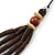 Multi-Strand Brown/ Cream Wood Bead Adjustable Cord Necklace - 68cm L - view 4
