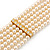 6-Strand White Coloured Faux Pearl Bridal Diamante Choker Necklace in Gold Plated Metal - 30cm L/ 5cm Ext - view 11