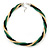 Gold/ Black/ Green Twisted Mesh Necklace - 38cm L/ 4cm Ext - view 7
