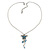 Vintage Inspired Blue Crystal Butterfly Pendant With Pewter Tone Chain - 38cm L/ 6cm Ext - view 5