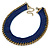 Dark Blue Cotton Collar Necklace with Antique Gold Chain - 35cm L/ 8cm Ext - view 5