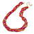 Deep Pink/ Orange/ Gold Plaited Necklace - 42cm L/ 7cm Ext