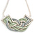 Light Green/ Grey Silk Cord Knot Pendant with Snake Style Chain Necklace In Silver Tone - 47cm L/ 8cm Ext - view 2