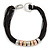 Black Waxed Cord Necklace with Silver/ Gold/ Copper Tone Metal Rings - 40cm L - view 2