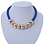 Blue Silk Cord With Gold Rings Magnetic Choker Necklace - 42cm L - view 2