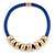 Blue Silk Cord With Gold Rings Magnetic Choker Necklace - 42cm L