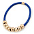 Blue Silk Cord With Gold Rings Magnetic Choker Necklace - 42cm L - view 6