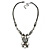 Victorian Style Grey/ Clear Glass Stone V Shape Necklace In Black Tone Metal - 42cm L/ 7cm Ext - view 7