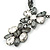 Victorian Style Grey/ Clear Glass Stone V Shape Necklace In Black Tone Metal - 42cm L/ 7cm Ext - view 3