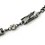 Victorian Style Grey/ Clear Glass Stone V Shape Necklace In Black Tone Metal - 42cm L/ 7cm Ext - view 5