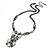 Victorian Style Grey/ Clear Glass Stone V Shape Necklace In Black Tone Metal - 42cm L/ 7cm Ext - view 6