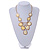 Vintage Inspired Statement V-Shape Structural Iridescent Glass Bead Necklace In Gold Tone - 48cm L/ 5cm Ext/ 10cm Bib - view 2