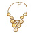 Vintage Inspired Statement V-Shape Structural Iridescent Glass Bead Necklace In Gold Tone - 48cm L/ 5cm Ext/ 10cm Bib