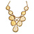 Vintage Inspired Statement V-Shape Structural Iridescent Glass Bead Necklace In Gold Tone - 48cm L/ 5cm Ext/ 10cm Bib - view 3