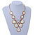 Vintage Inspired Statement V-Shape Structural Iridescent Glass Bead Necklace In Gold Tone - 48cm L/ 5cm Ext/ 10cm Bib - view 10