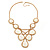 Vintage Inspired Statement V-Shape Structural Iridescent Glass Bead Necklace In Gold Tone - 48cm L/ 5cm Ext/ 10cm Bib - view 14
