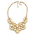 AB Resin Stone and White Peal Floral Bib Necklace In Gold Tone - 42cm L/ 8cm Ext - view 4