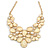 AB Resin Stone and White Peal Floral Bib Necklace In Gold Tone - 42cm L/ 8cm Ext