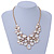 AB Resin Stone and White Peal Floral Bib Necklace In Gold Tone - 42cm L/ 8cm Ext - view 2
