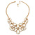 AB Resin Stone and White Peal Floral Bib Necklace In Gold Tone - 42cm L/ 8cm Ext - view 10