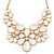 AB Resin Stone and White Peal Floral Bib Necklace In Gold Tone - 42cm L/ 8cm Ext - view 8