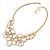 AB Resin Stone and White Peal Floral Bib Necklace In Gold Tone - 42cm L/ 8cm Ext - view 11