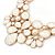 AB Resin Stone and White Peal Floral Bib Necklace In Gold Tone - 42cm L/ 8cm Ext - view 9