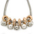 Silver Tone Chunky Mesh Chain with Gold Rings, Pearl and Metal Ball Necklace - 42cm L/ 9cm Ext - view 5