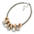Silver Tone Chunky Mesh Chain with Gold Rings, Pearl and Metal Ball Necklace - 42cm L/ 9cm Ext - view 6