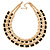 Gold Plated Black Enamel Collar Necklace - 42cm L/ 7cm Ext