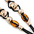 Long Brown, Gold Acrylic Bead Black Silk Cotton Cord Necklace - 88cm L - view 3