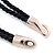 Long Brown, Gold Acrylic Bead Black Silk Cotton Cord Necklace - 88cm L - view 4