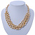 Gold Tone Layered Textured Curb Link Necklace - 42cm L/ 5cm Ext - view 2