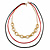 3 Strand, Layered Oval Link, Box Style Chain Necklace In Black/ Red/ Gold Tone - 86cm L - view 7