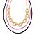 3 Strand, Layered Oval Link, Box Style Chain Necklace In Black/ Pink/ Gold Tone - 86cm L