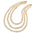 3 Strand, Layered Textured Oval Link Necklace In Gold Tone - 86cm L
