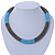 Statement Chunky Grey, Light Blue Beaded Stretch Choker Necklace - 44cm L