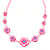 Children's Pink Floral Necklace with Silver Tone Closure - 36cm L/ 6cm Ext