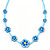 Children's Blue Floral Necklace with Silver Tone Closure - 36cm L/ 6cm Ext