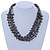 Ethnic Multistrand Metallic Grey, Black Glass Necklace With Wood Hook Closure - 50cm L - view 2