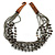 Ethnic Multistrand Metallic Grey, Black Glass Necklace With Wood Hook Closure - 50cm L - view 6
