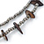 Ethnic Multistrand Metallic Grey, Black Glass Necklace With Wood Hook Closure - 50cm L - view 5