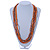 Multistrand Orange/ Metallic Silver Glass Bead Long Necklace - 74cm L - view 2